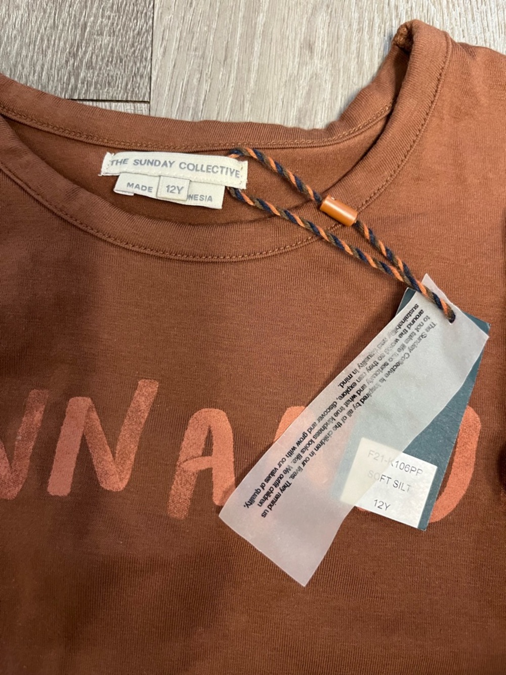 The‎ Sunday Collective Kids Size 14 Cinnamon Tshirt NWT - Picture 3 of 3